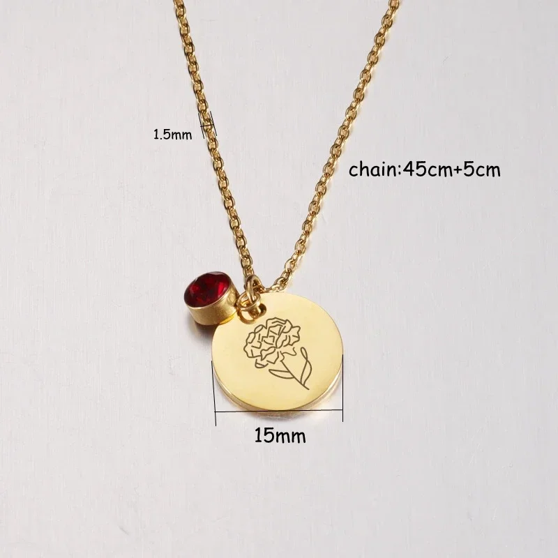 Birth Flower Disc Necklace — photo 4