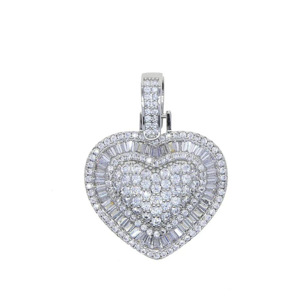 Iced CZ Heart Pendant Necklace — photo 23
