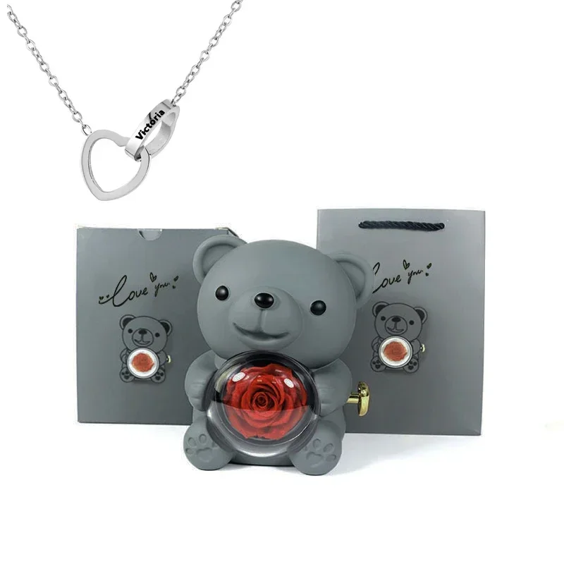 Rose Bear Box with Engraved Necklace — photo 5