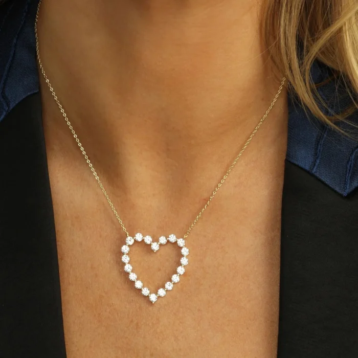 5A CZ Hollow Heart Pendant