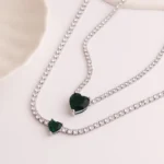 18K CZ Heart Tennis Necklace — view 10