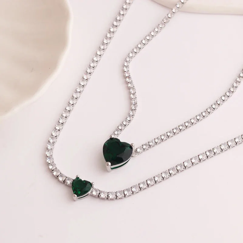 18K CZ Heart Tennis Necklace — photo 10