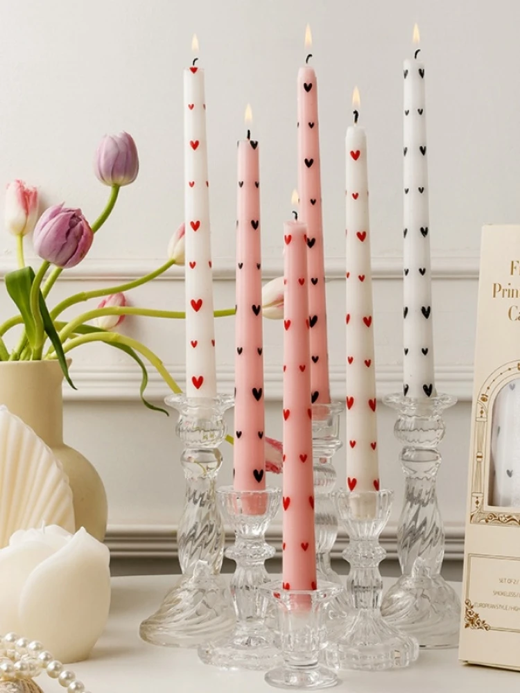 Printed Heart Taper Candles — photo 7