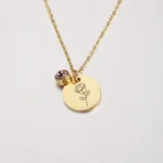 Birth Flower Disc Necklace — photo 9
