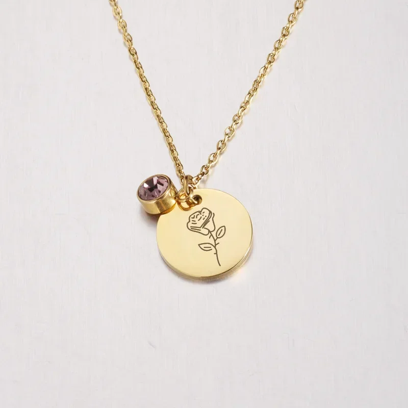 Birth Flower Disc Necklace — photo 9